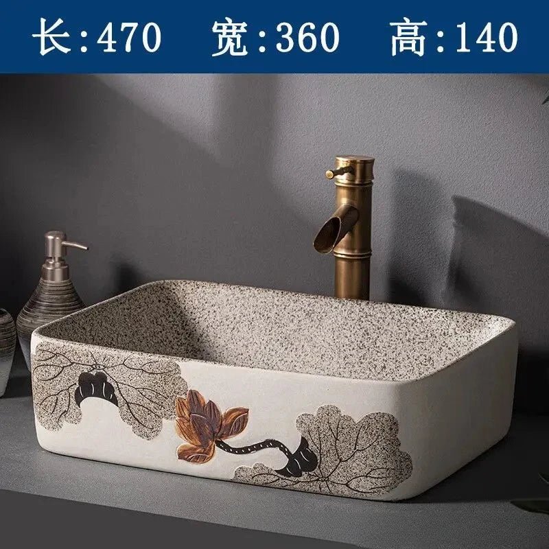 Nordic Ceramic Basin – 48×36×15cm Minimalist Bathroom Sink