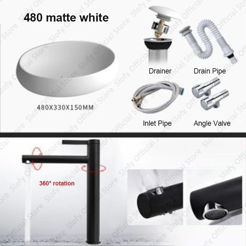 Simple Oval Ceramic Countertop Basin – Modern Luxury Bathroom Sink