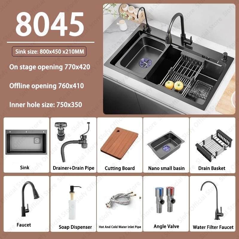 Stainless Steel Farmhouse Kitchen Sink – Single Bowl with Faucet & Drain