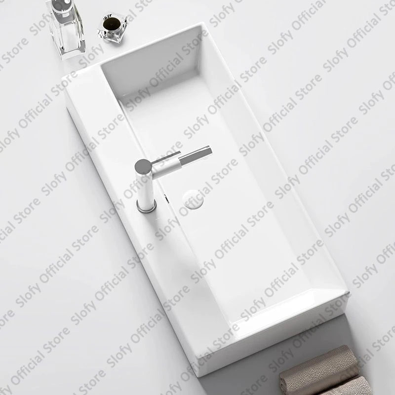 Modern White Ceramic Bathroom Basin – Luxury Multi-Size Artistic Sink