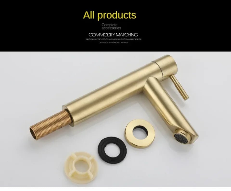 Brushed Gold Waterfall Basin Faucet – Single Cold Water Stainless Steel Tap