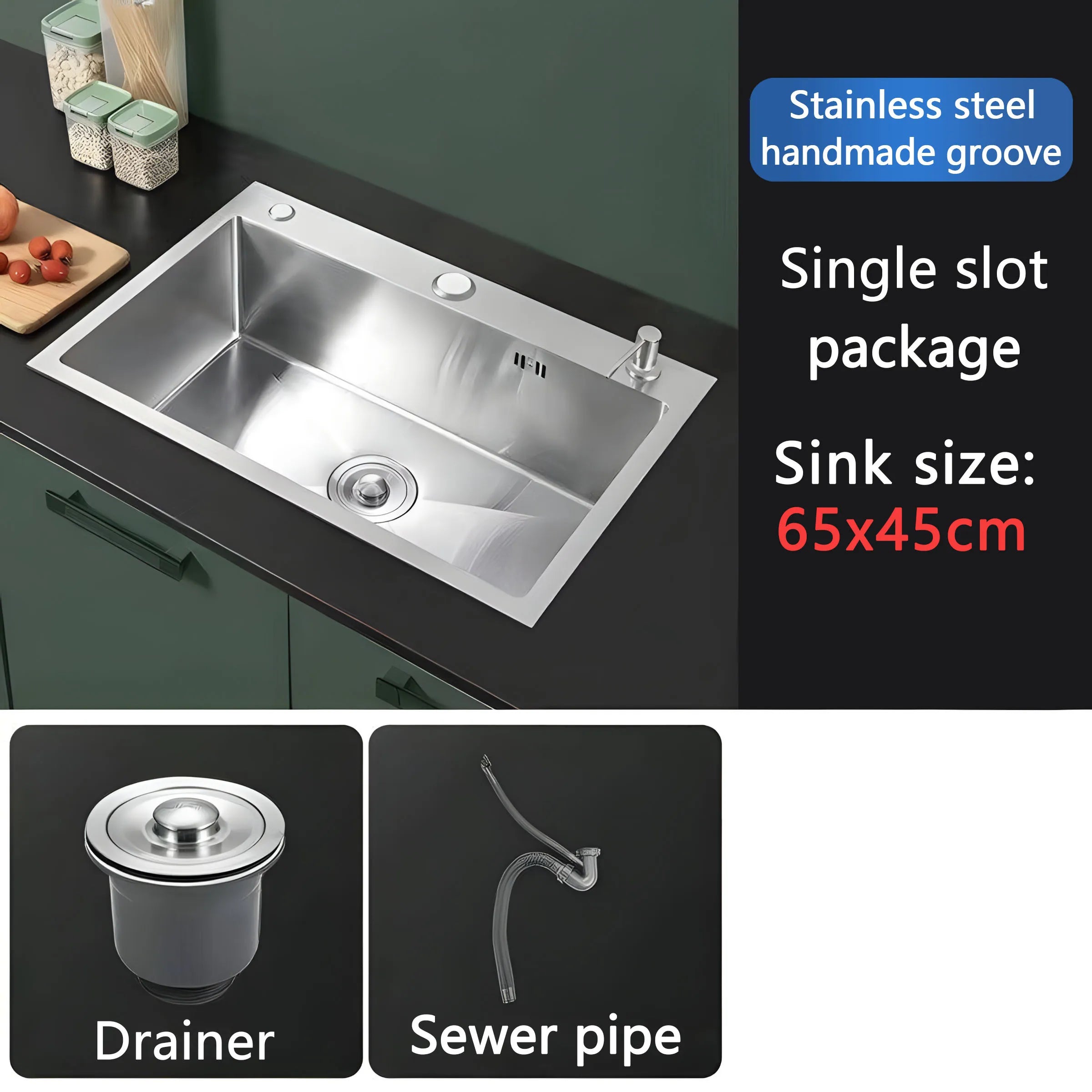Stainless Steel Farmhouse Kitchen Sink – Single Bowl with Faucet & Drain