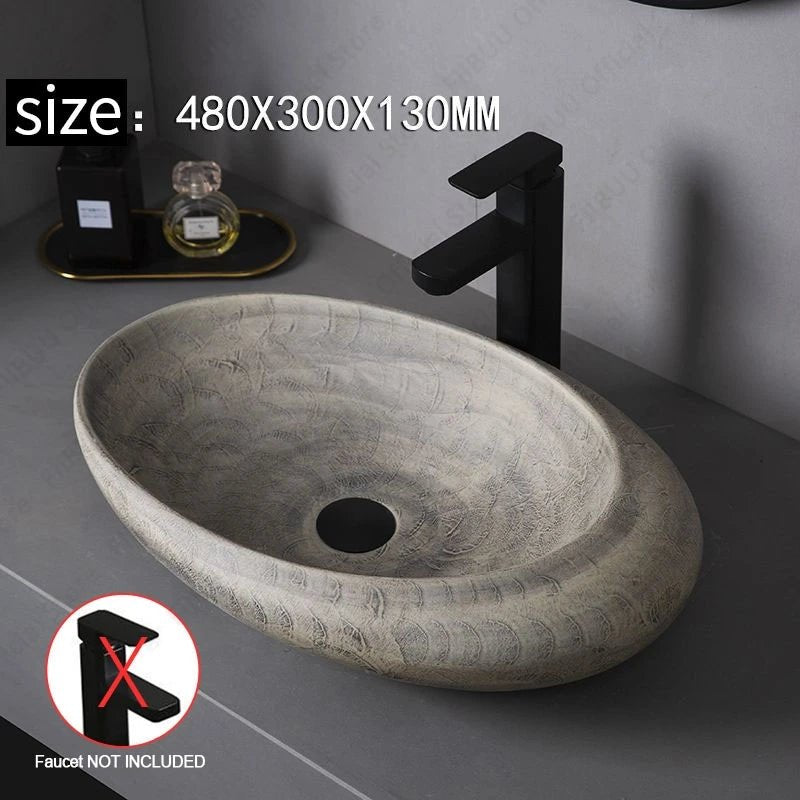 Oval Ceramic Vessel Sink – Above Counter Bathroom Basin