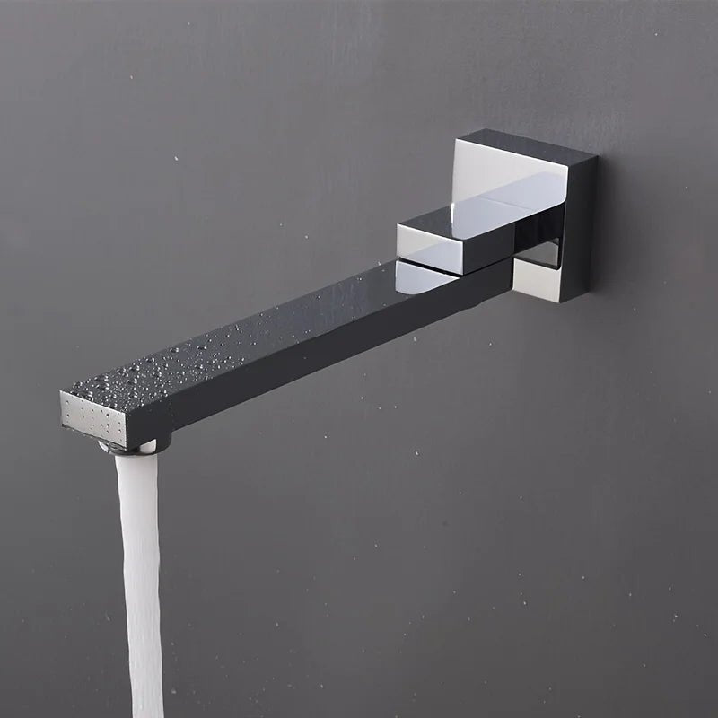 Wall-Mounted Bathtub Faucet – Black/Chrome Folding Nozzle