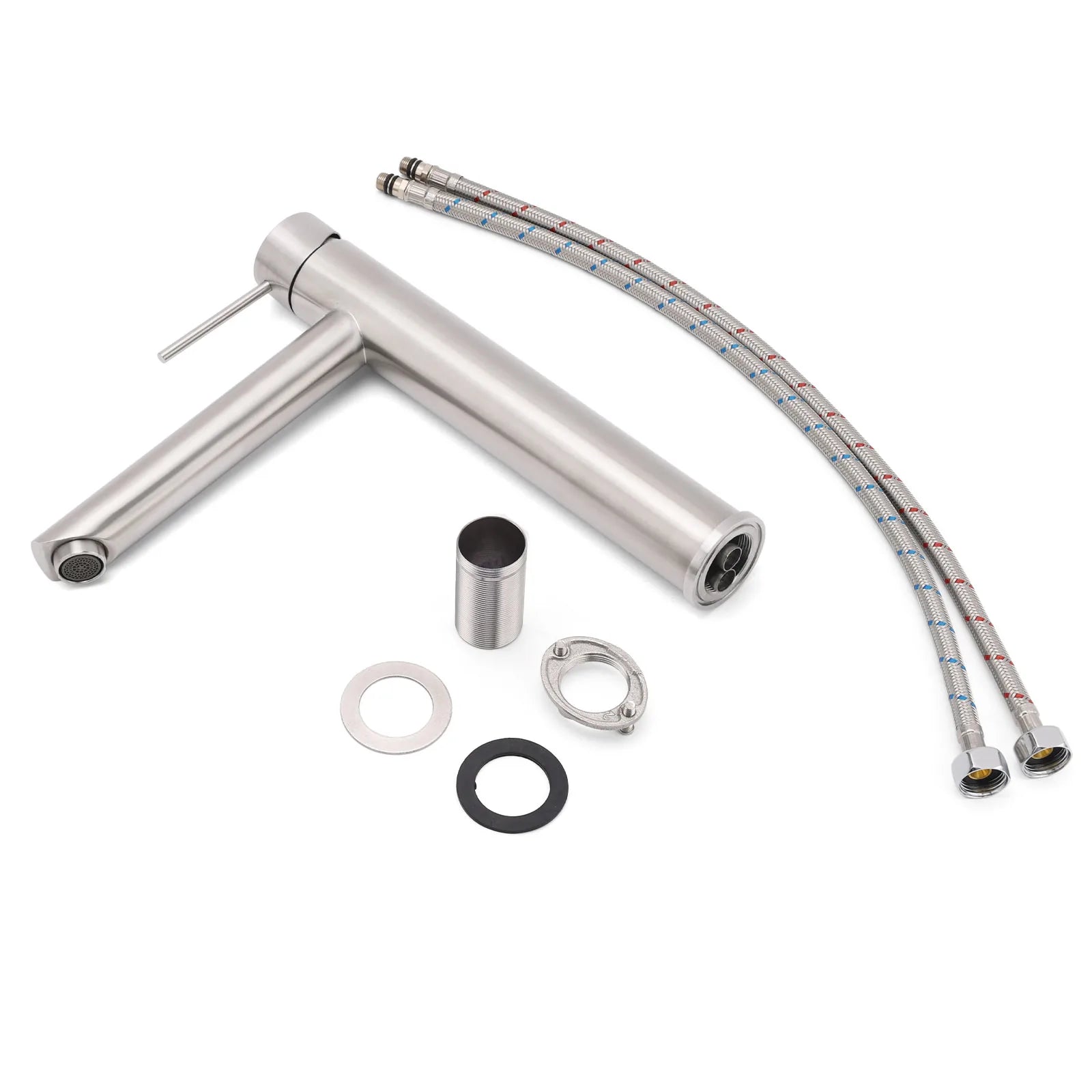 Brushed Nickel Tall Basin Mixer Tap – Vessel Sink Faucet