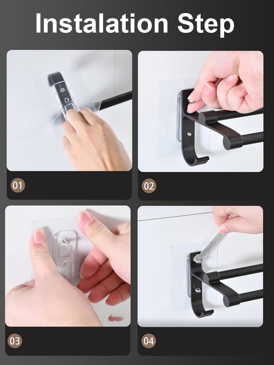 Aluminum No-Drill Double Towel Bar