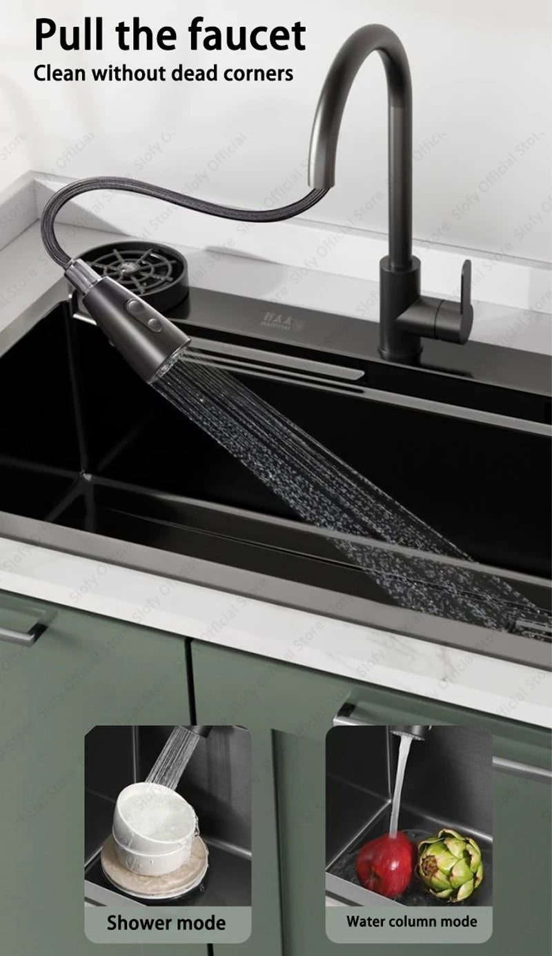 Stainless Steel Farmhouse Kitchen Sink – Single Bowl with Faucet & Drain