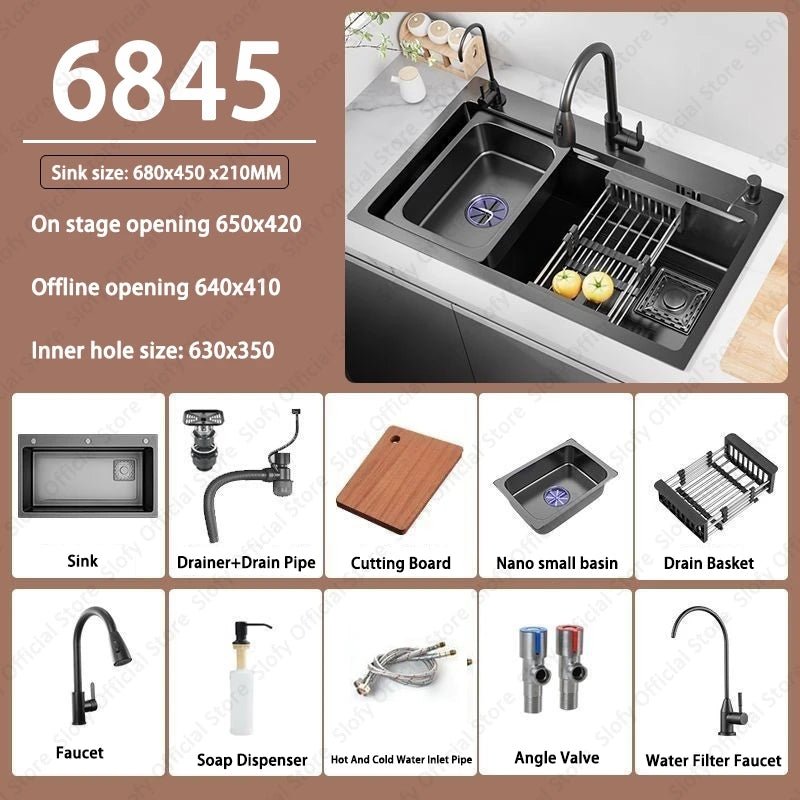 Stainless Steel Farmhouse Kitchen Sink – Single Bowl with Faucet & Drain