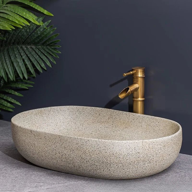 Nordic Ceramic Basin – 48×36×15cm Minimalist Bathroom Sink