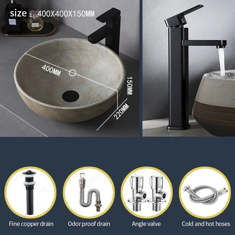 Oval Ceramic Vessel Sink – Above Counter Bathroom Basin