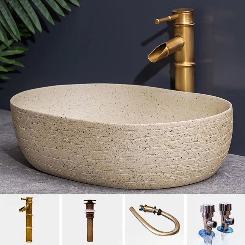 Nordic Ceramic Basin – 48×36×15cm Minimalist Bathroom Sink