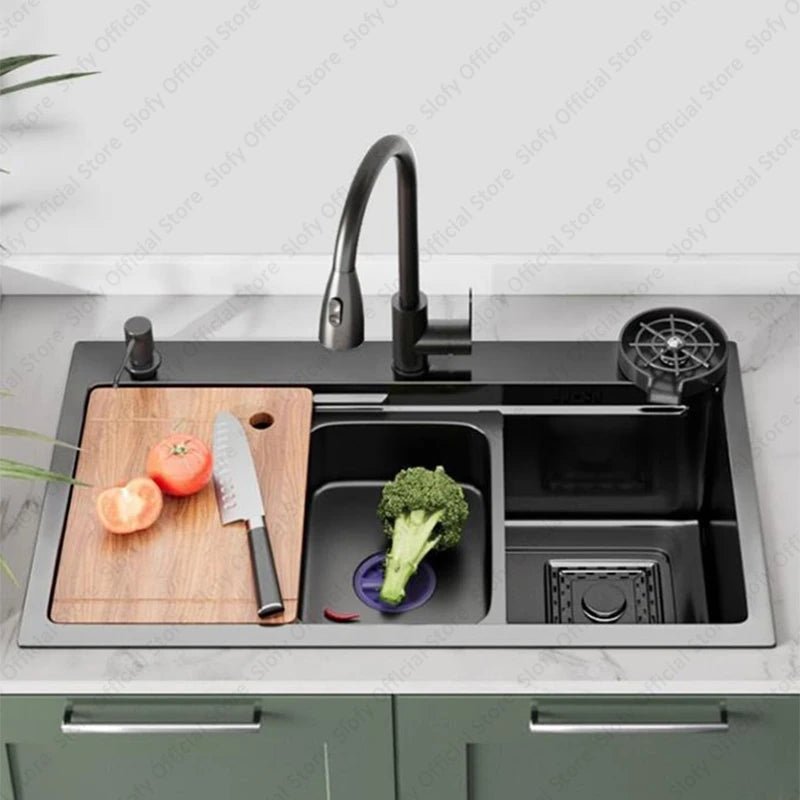 Stainless Steel Farmhouse Kitchen Sink – Single Bowl with Faucet & Drain
