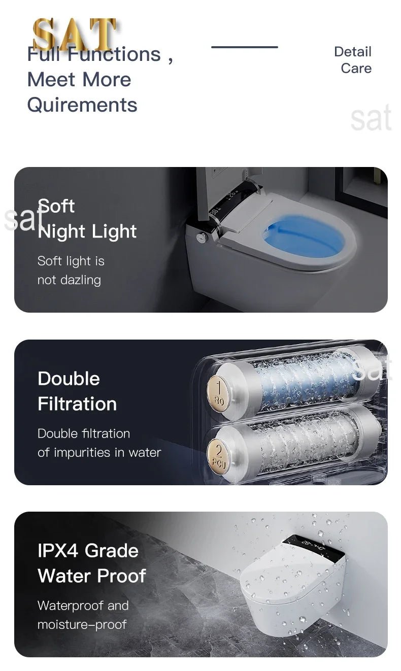 Wall-Mounted Intelligent Bidet Toilet with Concealed Tank