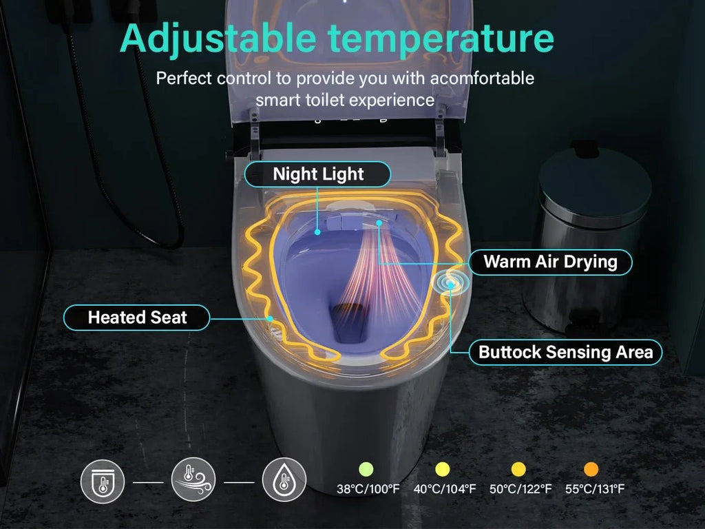 One-Piece Smart Bidet Toilet with Dual Auto Flush