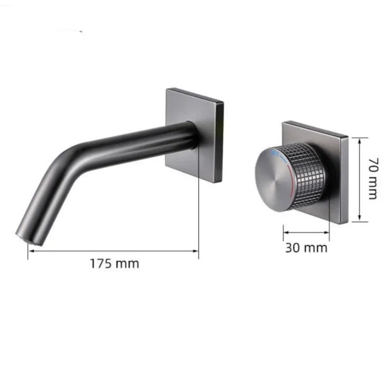 Gunmetal Wall-Mounted Basin Faucet – Single Handle Hot & Cold Mixer