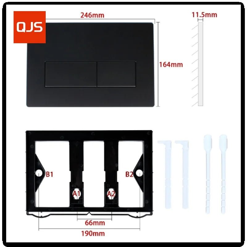 Dual Flush Plate with Lever & Mounting Frame – Matte Black (Sigma Compatible)