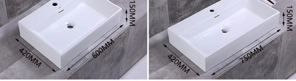 Square White Ceramic Countertop Basin – Multi-Size Vanity Sink