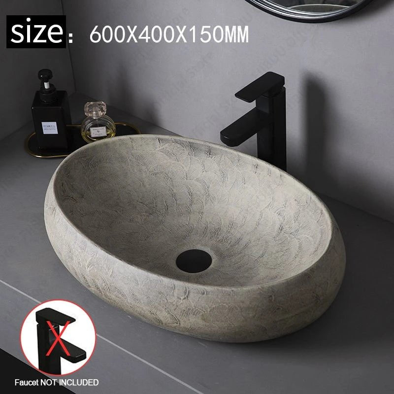 Oval Ceramic Vessel Sink – Above Counter Bathroom Basin
