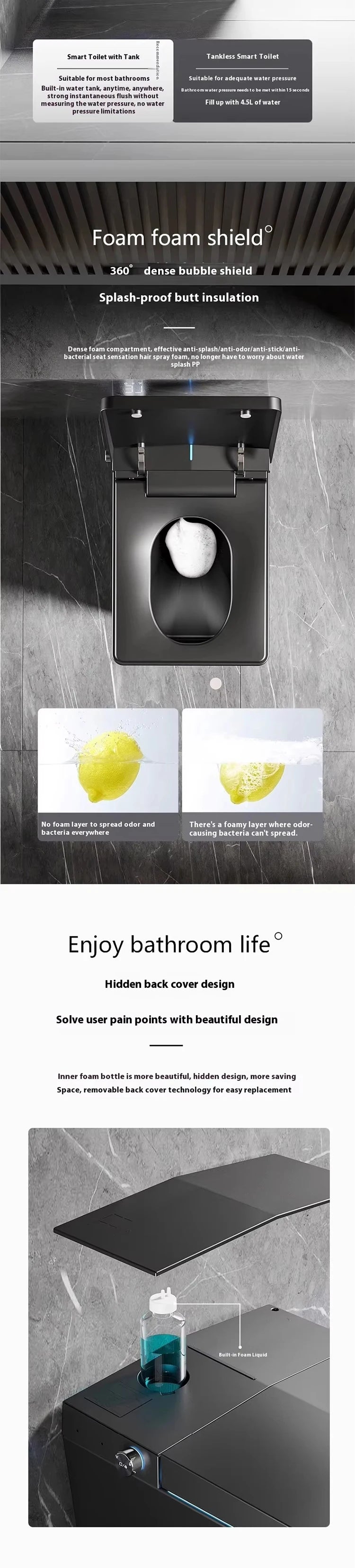 Luxury Tankless Smart Toilet – Matte Black Heated Electric Bidet