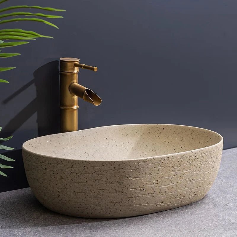 Nordic Ceramic Basin – 48×36×15cm Minimalist Bathroom Sink
