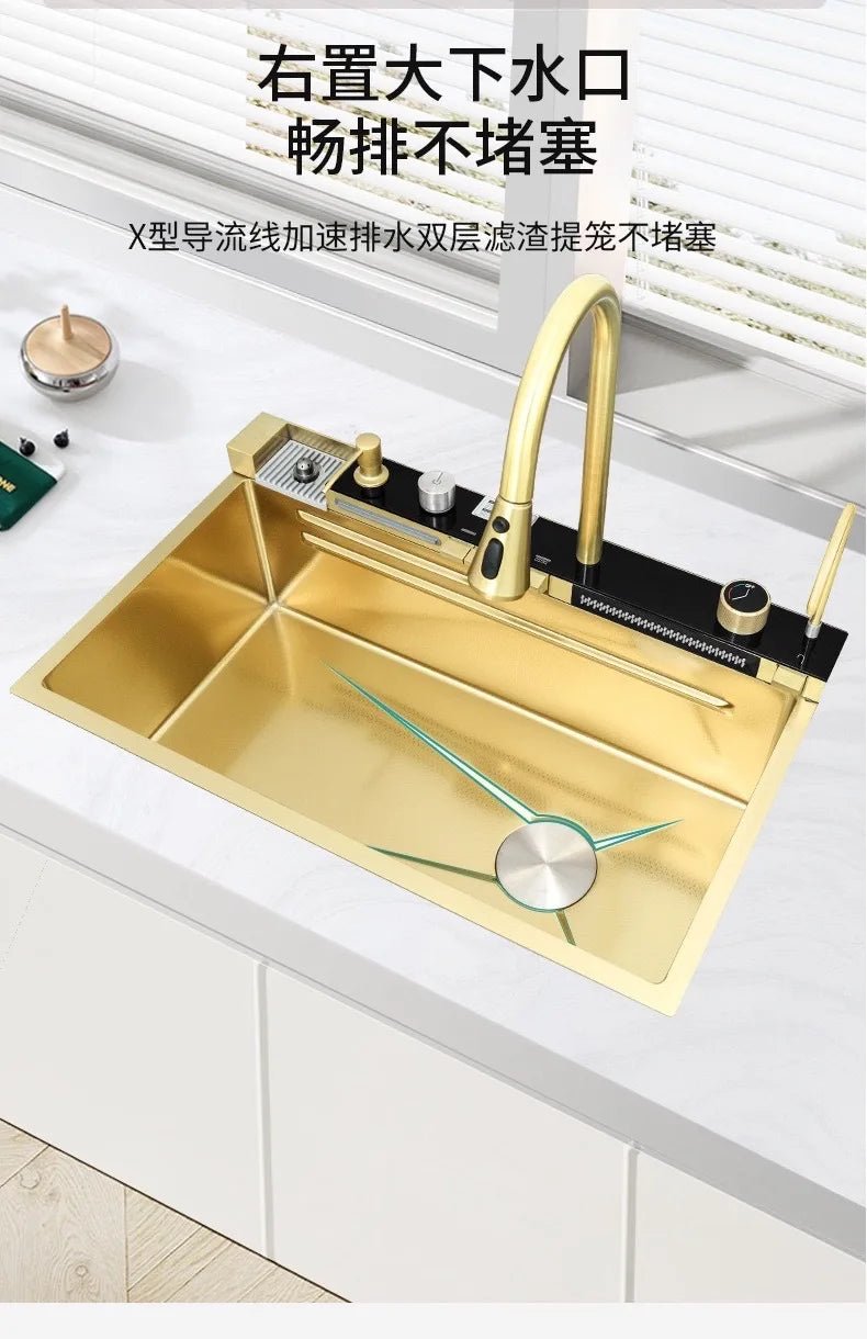 Stainless Steel Kitchen Sink – Digital Display & Ambient Light