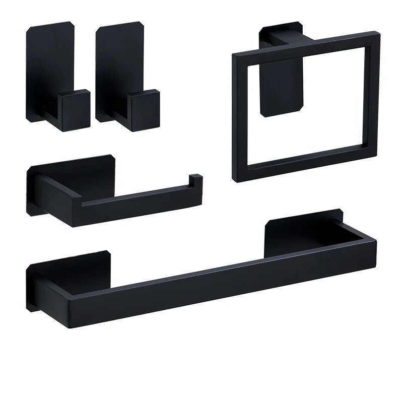 Black No-Drill Bathroom Hardware Set