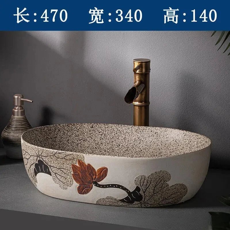 Nordic Ceramic Basin – 48×36×15cm Minimalist Bathroom Sink