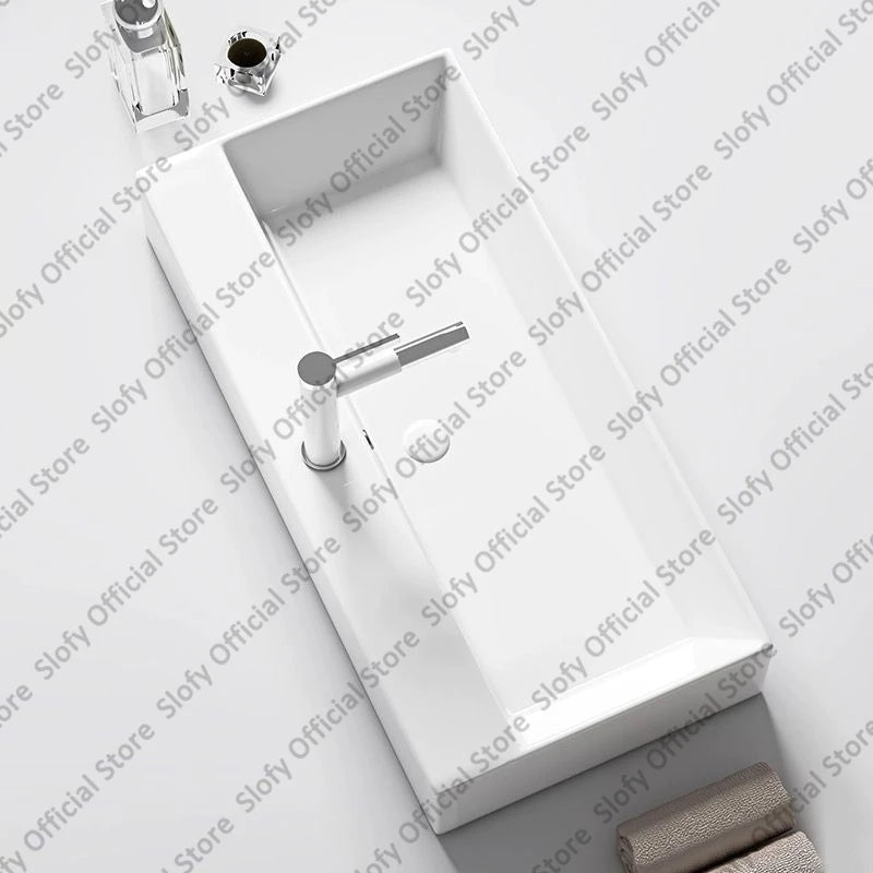 Modern White Ceramic Bathroom Basin – Luxury Multi-Size Artistic Sink