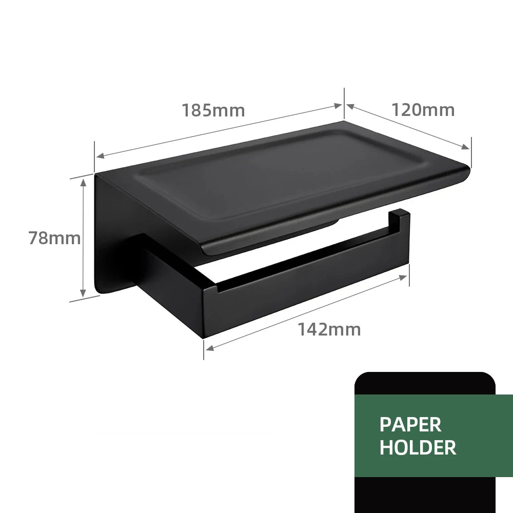 Matt Black Bathroom Hardware & Accessory Kit