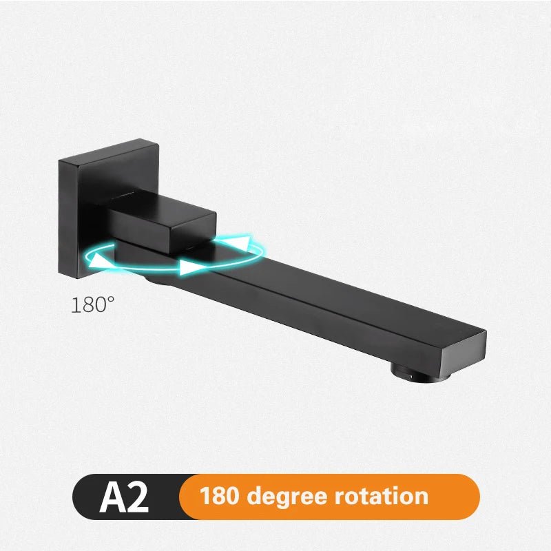 Wall-Mounted Bathtub Faucet – Black/Chrome Folding Nozzle