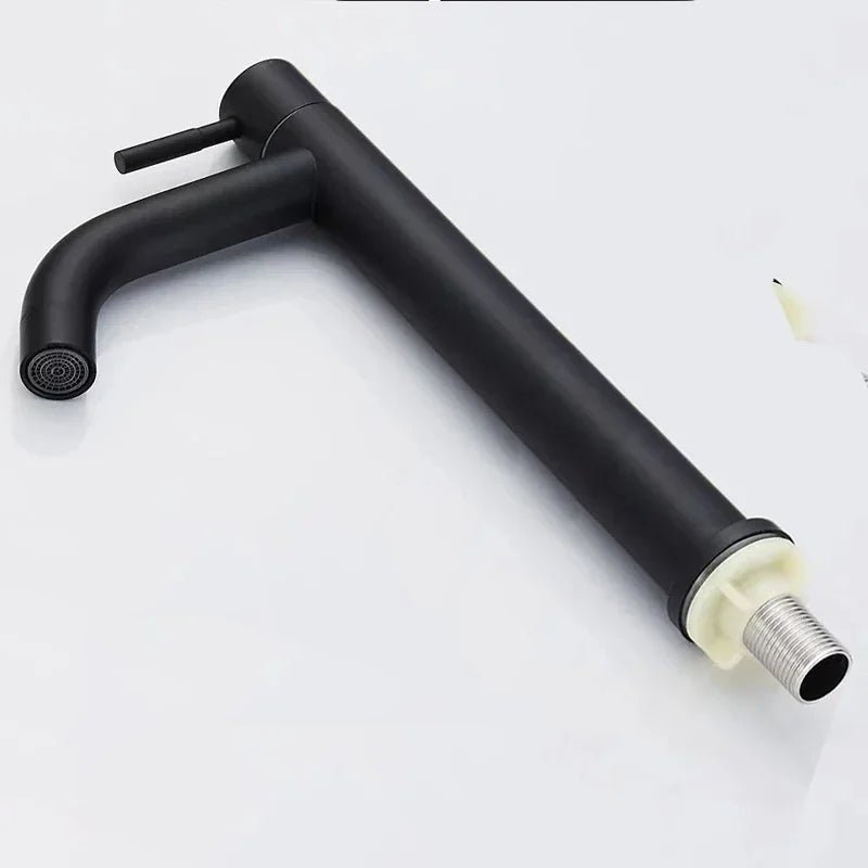 Black & Gold Stainless Steel Basin Faucet – Quick-Open Single Cold Tap