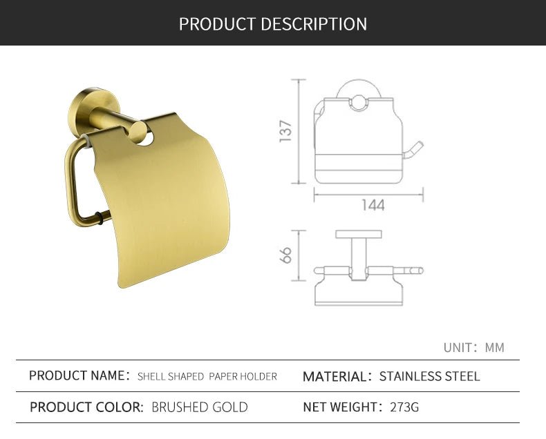 Gold Brushed Bathroom Hardware Set – Wall-Mounted Holders & Accessories
