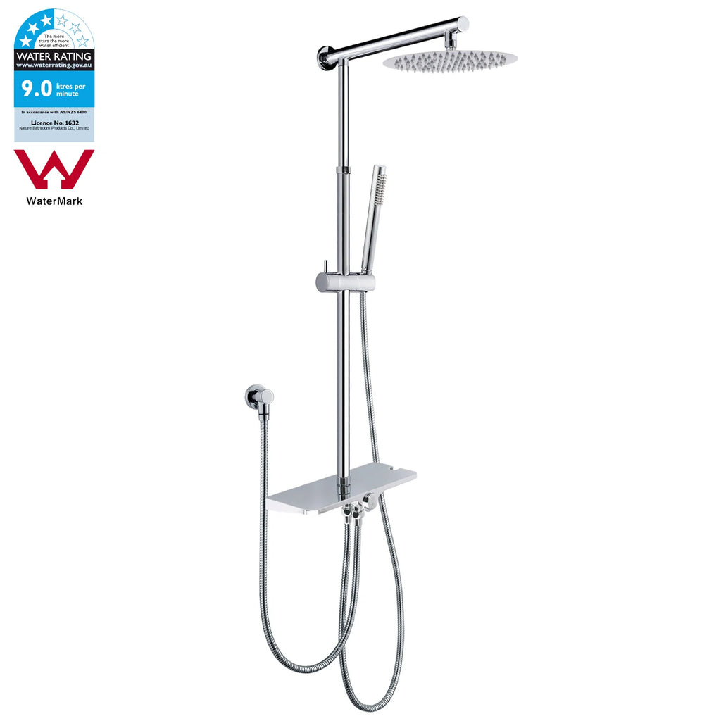 Chrome Round Rainfall Shower Set with Handheld and Sliding Rail