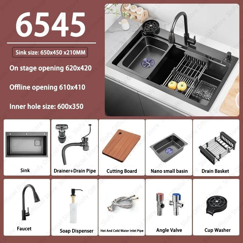 Stainless Steel Farmhouse Kitchen Sink – Single Bowl with Faucet & Drain