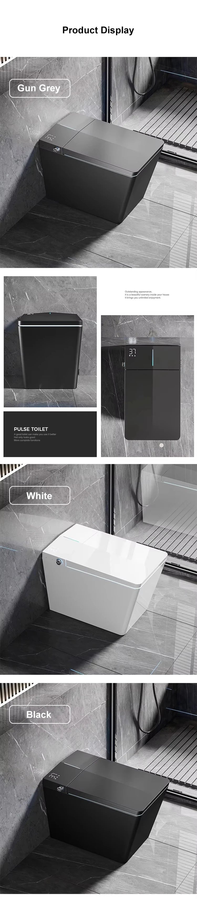 Luxury Tankless Smart Toilet – Matte Black Heated Electric Bidet