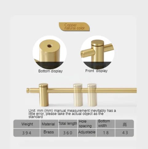Luxury Adjustable Gold Brass Handle – Long Wardrobe & Cabinet Door Pull