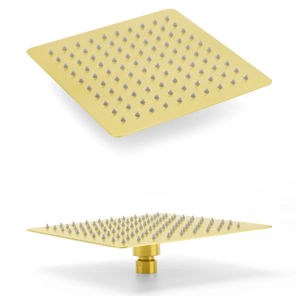 Brushed Gold Square Rain Shower Set with Sliding Rail