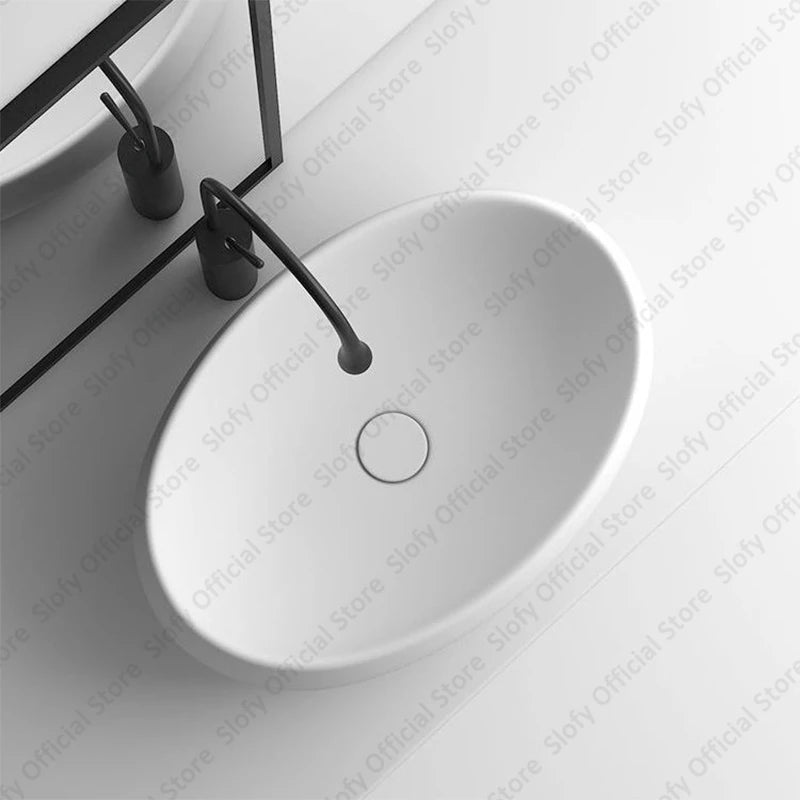 Simple Oval Ceramic Countertop Basin – Modern Luxury Bathroom Sink