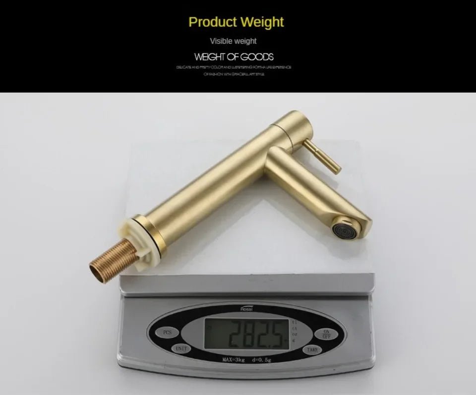 Brushed Gold Waterfall Basin Faucet – Single Cold Water Stainless Steel Tap