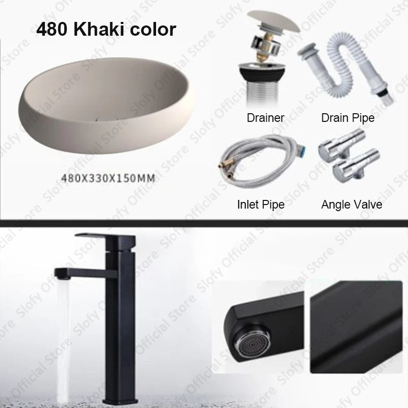 Simple Oval Ceramic Countertop Basin – Modern Luxury Bathroom Sink