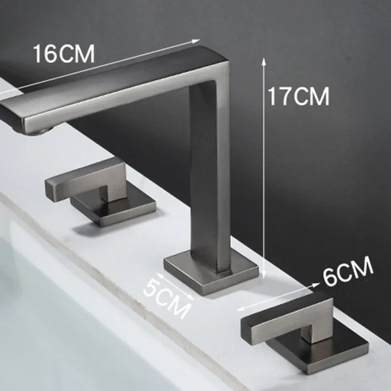 Brushed Gold Widespread Bathroom Faucet – 3-Hole, Dual Handle Mixer Tap