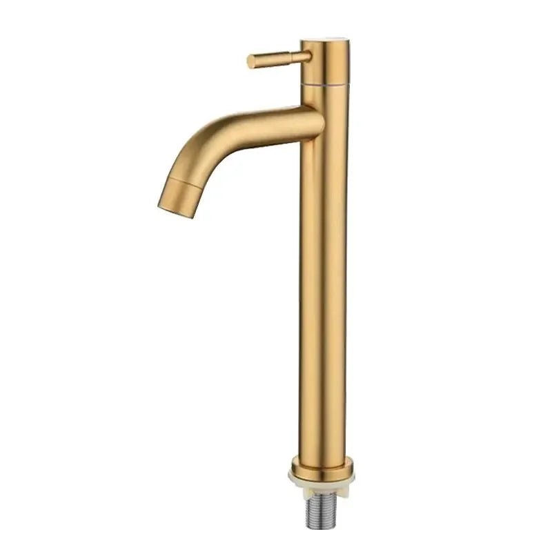 Black & Gold Stainless Steel Basin Faucet – Quick-Open Single Cold Tap