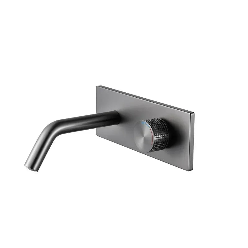 Gunmetal Wall-Mounted Basin Faucet – Single Handle Hot & Cold Mixer