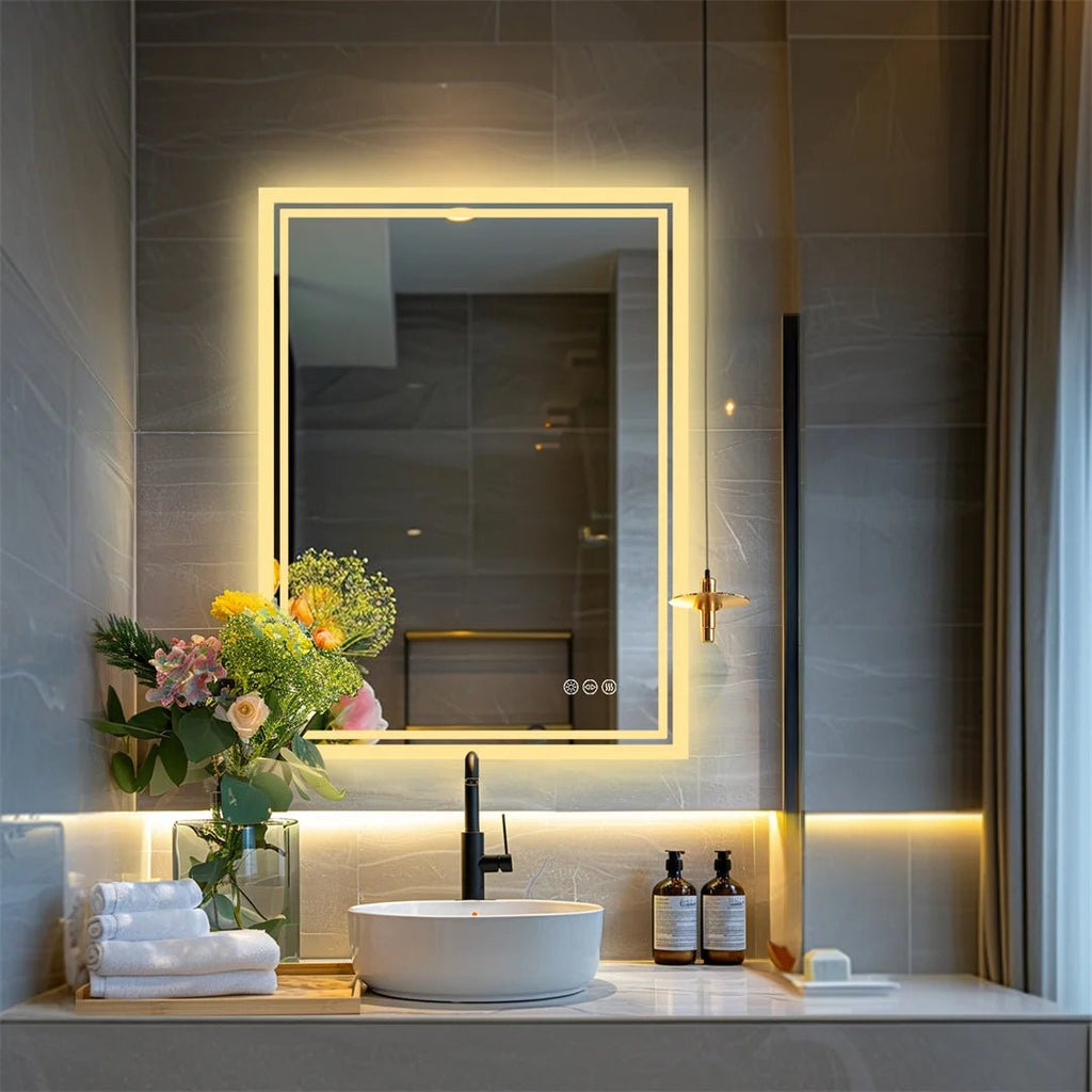 Frameless LED Bathroom Mirror – Dimmable Backlit Anti-Fog