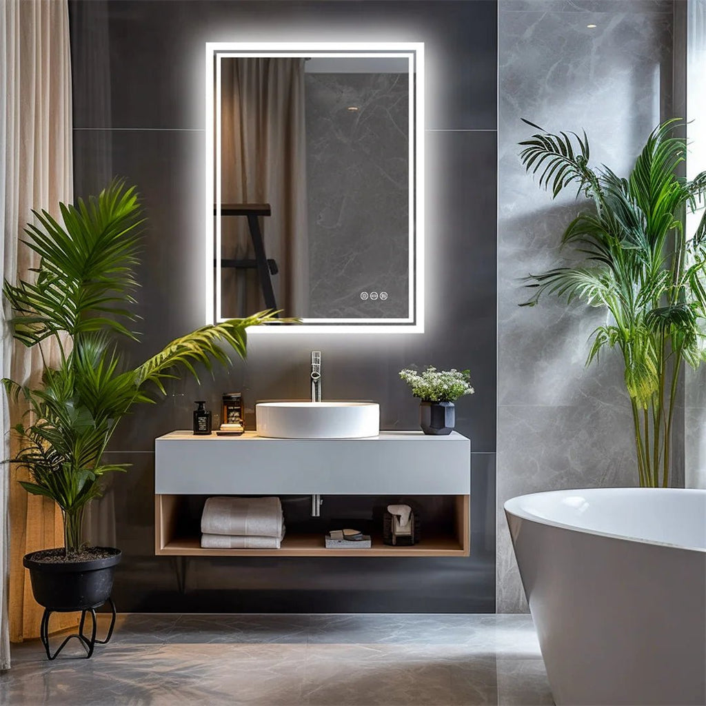 Frameless LED Bathroom Mirror – Dimmable Backlit Anti-Fog