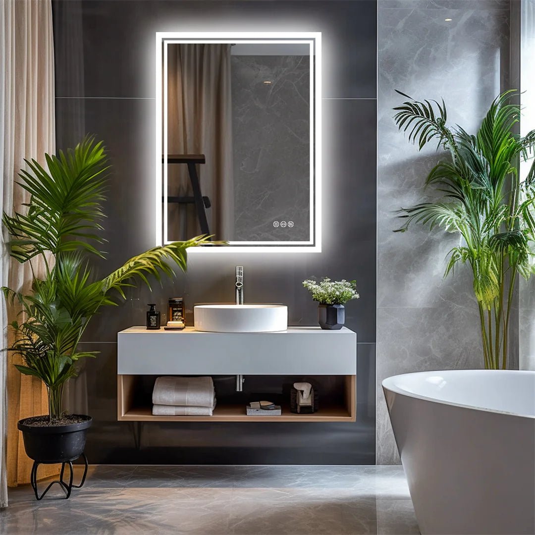 Frameless LED Bathroom Mirror – Dimmable Backlit Anti-Fog
