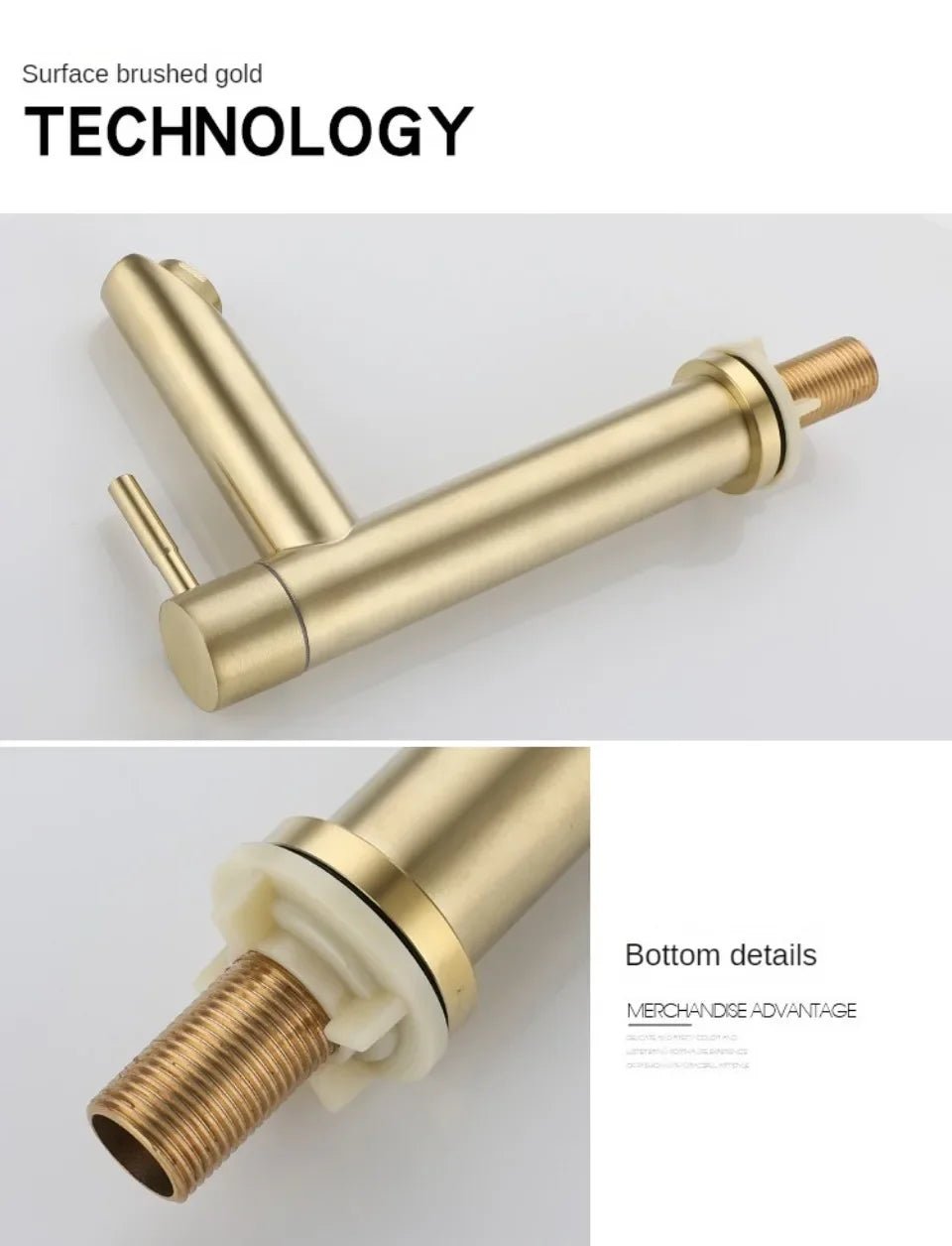 Brushed Gold Waterfall Basin Faucet – Single Cold Water Stainless Steel Tap