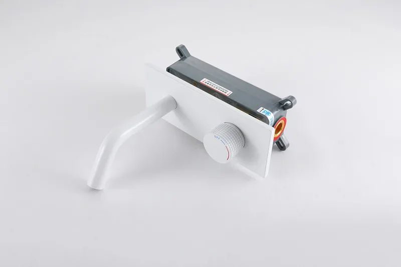 Gunmetal Wall-Mounted Basin Faucet – Single Handle Hot & Cold Mixer