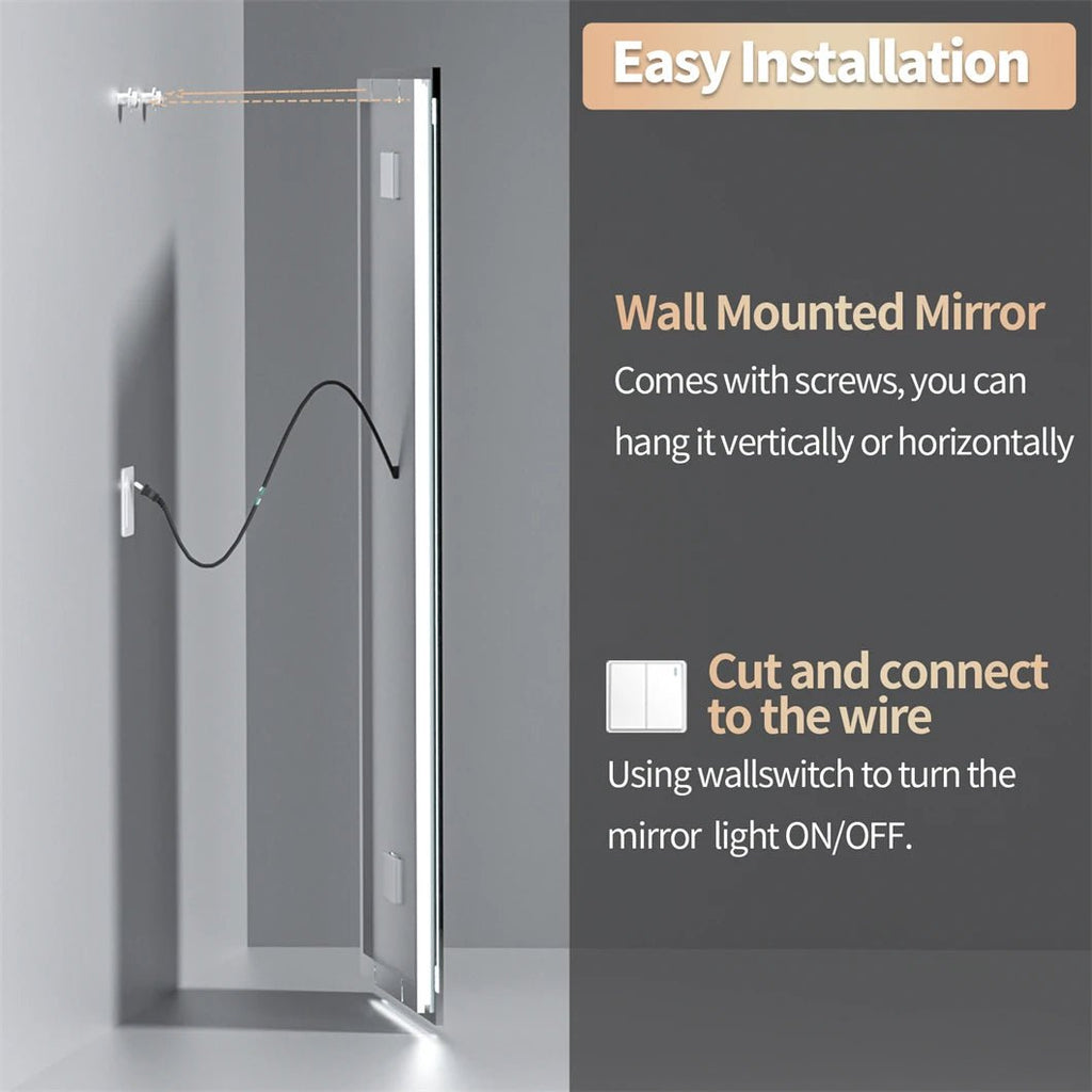 XXL Smart LED Bathroom Mirror – Bluetooth, Digital Display, Anti-Fog, Front & Back Lit