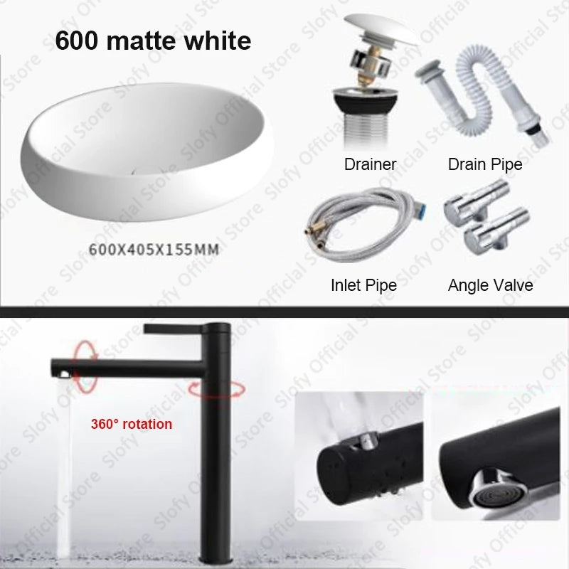 Simple Oval Ceramic Countertop Basin – Modern Luxury Bathroom Sink